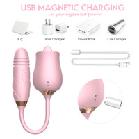 Rosen-Sexspielzeug Dildo Vibrator Orale Zungenform zum Lecken mit Stoß- und Vibrationsfunktion G-Punkt Klitoris Nippel Stimulator für Frauen
