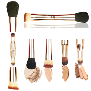 Set <span class=keywords><strong>de</strong></span> Brochas <span class=keywords><strong>de</strong></span> Maquillaje 4 en 1, Tamaño Viaje, Todo en Uno, Brochas para Base, Ojos y Abanico, con Pelo Sintético Angular y Logotipo Personalizado para Rostro - Product Image 1