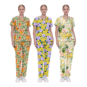 ชุดขัดชุดเครื่องแบบพยาบาลทางการแพทย์ชุดเสื้อผ้าผ้าฝ้ายสีสันสดใสคอวีพิมพ์ลายได้ตามต้องการ - Product Image 5