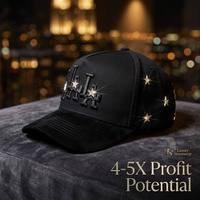 Gorra de béisbol de 5 paneles con diamantes de imitación, diseño de estrella personalizado, visera de gamuza, cierre a presión, estilo deportivo, moda urbana, marca privada, venta al por mayor