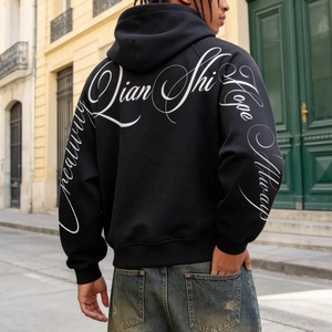 Sudadera con Capucha de Felpa Francesa de 500 g/m², Sudadera con Capucha Corta de Gran Tamaño y Alta Calidad, Sudadera con Cierre y Estampado Personalizado para Hombre, Ropa Urbana - Product Image 2