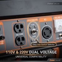 Générateur à essence Power VALUE ZH2800E 2,3 kW 2,5 kW max, double tension 110 V 220 V, démarrage électrique, 6,5 CV 196 cm³ CE
