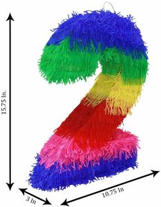Décorations de fête d'anniversaire pour enfants, sport et divertissement, piñata colorée numéro deux pour les célébrations de fiesta - Product Image 4