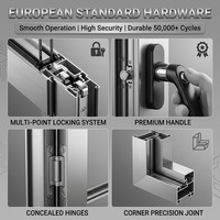 Fenêtre à battant panoramique GELLJA à cadre étroit de 20 mm, design minimaliste, en aluminium, ouverture vers l'extérieur, pour bâtiments de grande hauteur