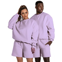 Fabricant de vêtements OEM 100% sweat-shirt à col rond en coton ensemble de sweat-shirt à capuche unisexe surdimensionné personnalisé ensemble de short de survêtement