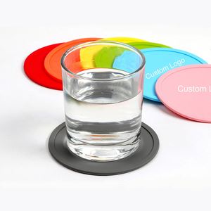 Posavasos Redondos de Silicona Personalizados con Logotipo Promocional, Juego de Posavasos de Goma Suave para Bebidas, Posavasos Personalizados para Bar, Cerveza, Café - Product Image 1