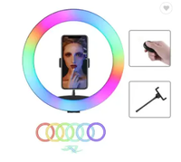 Grande Promotion Lumière d'Appoint RGB Rotation 360 Professionnelle Anneau Lumineux pour Selfie avec Support pour Téléphone Caméra