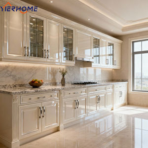 Armoires de cuisine blanches en <span class=keywords><strong>bois</strong></span> massif au prix d'usine | Meubles de cuisine d'appartement sur mesure-Approvisionnement en - Product Image 2