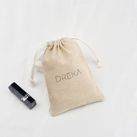 Pochette en tissu de lin naturel imprimé sur mesure, sac à cordon en jute pour petits cadeaux, cosmétiques, bijoux, emballage