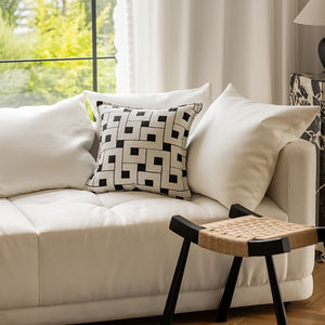 Escandinavo simple color blanco y negro tejido jacquard <span class=keywords><strong>almohada</strong></span> conjunto muestra habitación hotel hogar sofá cama <span class=keywords><strong>plana</strong></span> <span class=keywords><strong>cabeza</strong></span> cojín <span class=keywords><strong>almohada</strong></span> - Product Image 6