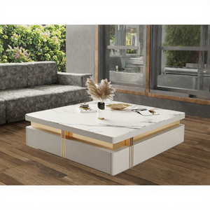 Table basse de salon contemporaine en bois massif PURUO avec plateau en marbre, design moderne, NOUVEAU - Vente en gros - Product Image 3