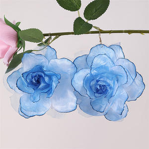 แฟชั่นสีสดผ้าต่างหูดอกกุหลาบขนาดใหญ่ใบหวานรูปหัวใจหยดไข่มุกต่างหูพู่ลูกปัดเครื่องประดับผู้หญิง - Product Image 4