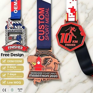 Médailles de course en alliage de zinc personnalisées, livraison rapide, fabricant de médailles sportives 3D pour marathon avec ruban - Product Image 1