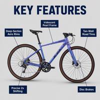 Bicicleta de Carretera OEM de Aluminio con Manubrio Plano, 21 Velocidades, 54cm, 56cm, 58cm, 61cm, para Ciclismo de Calle y Gravel, 700cc