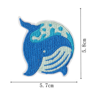 Patch en tissu brodé animaux marins, Badge brodé par ordinateur baleine bleue, Patch décoratif thermocollant tortue marine et escargot - Product Image 6