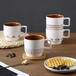 High Quality Modern Ceramic Customizable Drinking <b>Cup</b> Wholesale Tea Coffee Milk Mugs Sustainable <b>Reusable</b> Nordic Pattern - Product Image 3