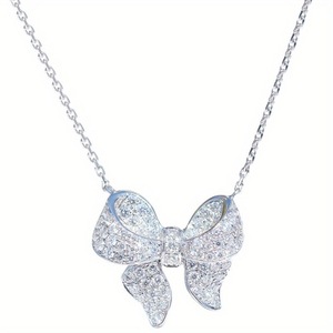 Collana con Ciondolo a Fiocco per Donne, Stile Elegante con Pietre Scintillanti, Catena per Clavicola - Product Image 2