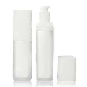 Botol dan toples plastik kotak putih buram, wadah paket kosmetik dengan tutup putih logo kustom 15g 30g 50g