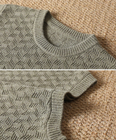 Vente en gros OEM & ODM – Gilet en laine tricoté à col rond pour homme, en laine de Mongolie intérieure, couleur unie, sans manches – Vente directe usine