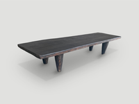 Meubles en bois, ensemble de Tables de salon, Table basse carrée de luxe en bois massif noir