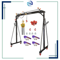Grue à portique réglable DW 1 T Ascenseur de 11,8 pieds pour atelier et garage Assemblage et démontage faciles Capacité de chargement nominale de 1 tonne