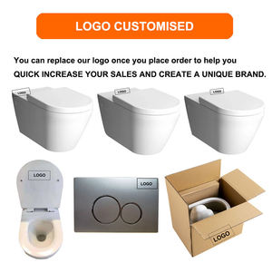 Ensemble WC mural monobloc en céramique économique avec chasse d'eau à double débit par gravité et siphon en P pour usage en lavabo - Product Image 5