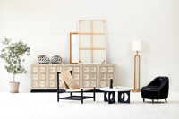 Meubles de salon vintage de pays européen Buffet en pin et bouleau de récupération Meubles d'hôtel de salon en bois massif