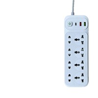Regleta de Enchufes Universal, Cable de Extensión de 2 Metros con 2 Puertos USB y 1 Puerto Tipo C, Enchufe Compatible con Voltaje Global