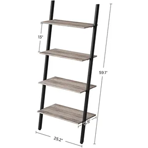 Estantes de escalera de 4 niveles para libros, repisa para libros, se utiliza de manera amplia, se inclina contra la pared, venta de fábrica