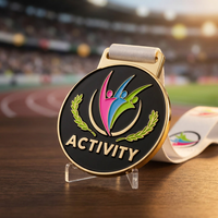 Médaille personnalisée en métal moulé sous pression, émail, récompense sportive, finition or poli, ruban tissé, alliage de zinc pour marathon et événements scolaires