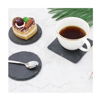 Sous-verres en ardoise de style nordique écologiques et résistants à la chaleur COSEN 2024, noirs, carrés, 10 cm, personnalisables, pour la maison
