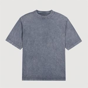 Design Top Quality Cropped Raw Cut Drop Shoulder Custom DTG Print Heavyweight Cotton Thick Collar Boxy Fit Men T Shirt - Product Image 4