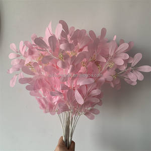 B-627 Vente en gros de fleurs artificielles pour mur floral de mariage, arrangements de fleurs à tige courte, 5 branches, feuilles d'arachide, feuilles roses artificielles - Product Image 6