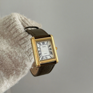 <span class=keywords><strong>Orologio</strong></span> al Quarzo da <span class=keywords><strong>Donna</strong></span> dal Design Retrò Classico con Quadrante a Lancette e <span class=keywords><strong>Cinturino</strong></span> <span class=keywords><strong>in</strong></span> <span class=keywords><strong>Pelle</strong></span> Quadrato per Pendolari - Product Image 3
