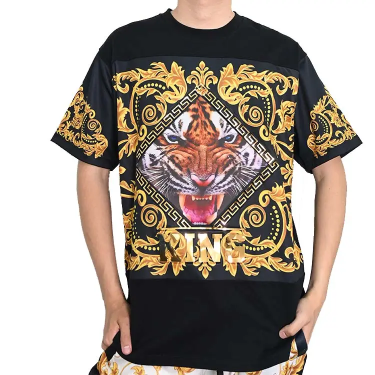 Customized Unique 3D Embossed Printing Design Sublimation Print Cutting Sewing Tee Shirt For Men