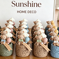 Bougie parfumée personnalisée en forme d'ours en peluche adorable et nuage, dans un récipient original en forme de cratère de météore, pour cadeau de baby shower ou de baptême