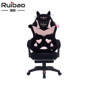 <strong>Pink</strong> Cat Ear Gaming <strong>Chair</strong> Ergonomic Recliner With Footrest Cute Paw Cushion Adjustable Swivel <strong>Desk</strong> <strong>Chair</strong> for Girls - Product Image 1