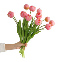 Bouquet de tulipes artificielles en PVC souple Shangchu, arrangement floral semi-fait main au toucher doux, décoration de mariage et de maison, 3 tulipes