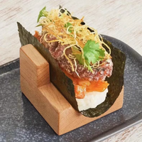 Support de service à tacos rectangulaire en bois, style européen, personnalisable, design écologique, finition polie pour la présentation des plats mexicains