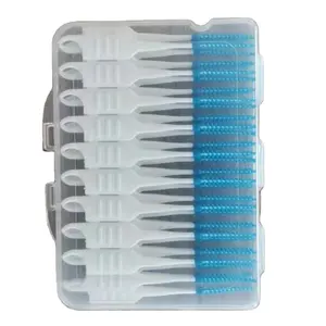 Wholesale OEM logo stick pick Tooth picks 40pcs box pack I shaped personal care denture orthodontic interdental brush