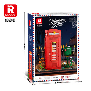 Reobrix 66609 British Phone Booth Building Kit 1707 Pcs Light-Up Street Scene Model with Sensor LED <strong>Vintage</strong> Red Cabin Bricks Set - Product Image 4