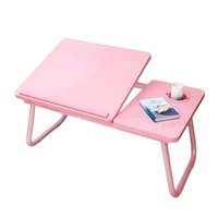 Table de lit portable pliable moderne en métal et bois pour ordinateur portable avec tiroir