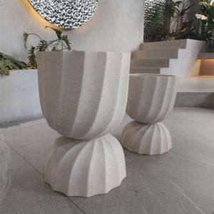 Grands pots de fleurs ronds en béton, style nordique, pour plantes d'extérieur, vente en gros - Product Image 6