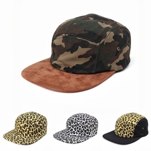 Leopard Print <b>Flat</b> Brim Five Panel Cap Unisex Spring Summer Casual Canvas Adjustable <b>Hat</b> - Product Image 1