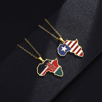 Collier en acier inoxydable carte de l'Afrique Nigeria Côte d'Ivoire Ghana Somalie carte Bijoux pendentifs en acier titane