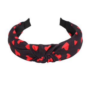 Women Fabric Headband <b>Heart</b>-Shaped Print Knotted Wide Band Valentine'S Day <b>Sweet</b> Style Decorate - Product Image 5