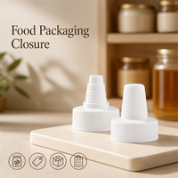 Bouchon distributeur en plastique blanc avec buse, fermeture à pression pour l'emballage de miel, sauce, moutarde, ketchup, sirop