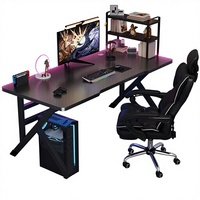Bureau d'ordinateur en bois, table de jeu e-sport pour la maison, chaise de bureau, bureau minimaliste pour l'étude et l'écriture, motif en fibre de carbone