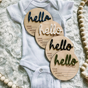 Letrero de Madera de Bienvenida para Recién Nacidos con la Frase 'Hola Mundo', Placas con el Nombre del Bebé para Accesorios de Fotografía, Baby Shower, Hospital, Guardería - Product Image 4