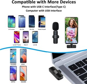 ไมโครโฟนไร้สายแบบหนีบปกเสื้อขนาดเล็ก 2.4GHz ชนิด Type C USB สำหรับโทรศัพท์มือถือ Android, iPhone, iOS และ iPad - Product Image 3